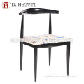 No fold metal furniture for dining chair /cheap metal chair with leather seat